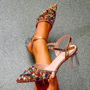 NWB Elegant Multicolor Embellished Women's Heels